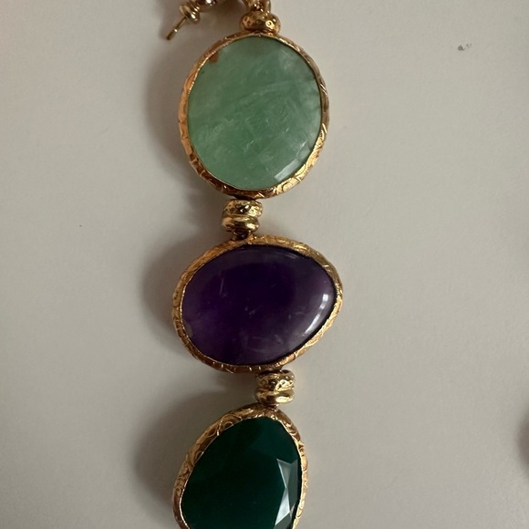 Chic Gold and Multicolor Dangle Earrings - Picture 9 of 9